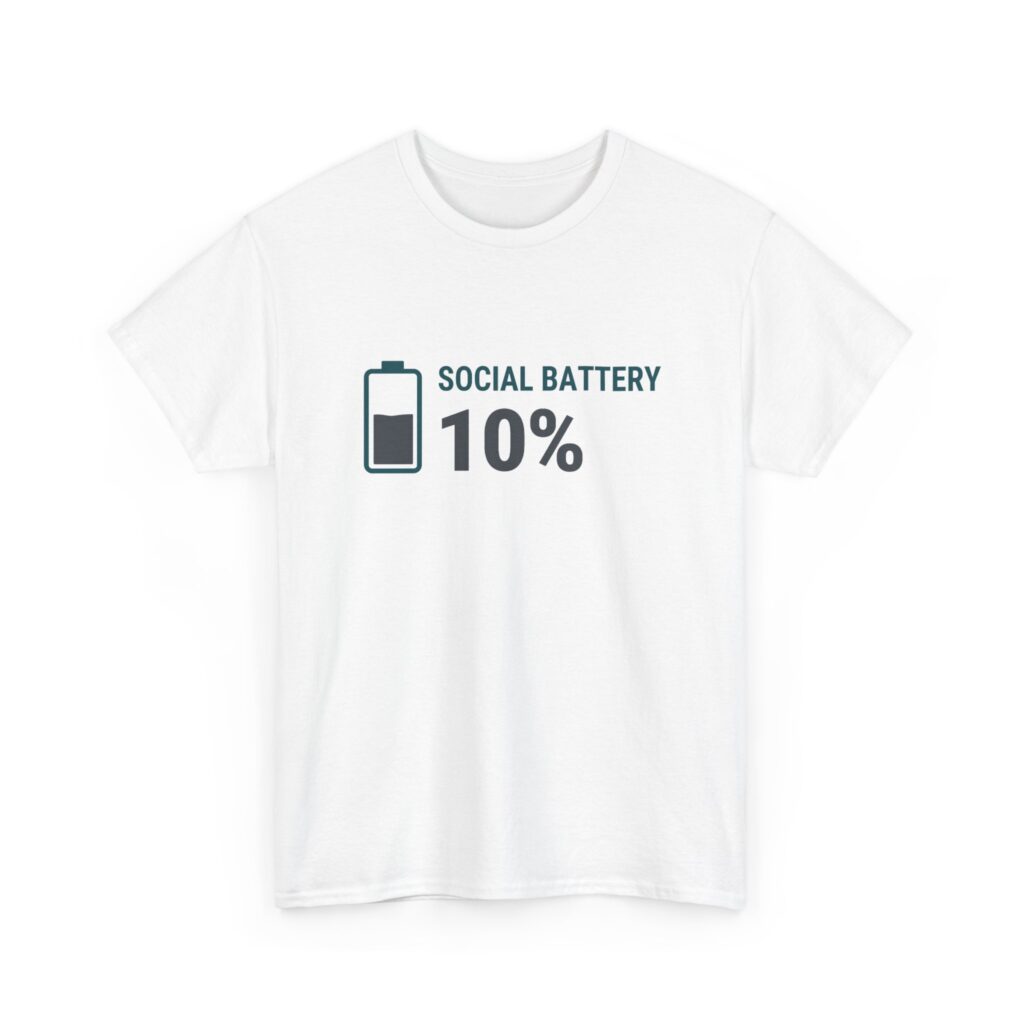 Social Battery 10% Unisex Heavy Cotton Tee